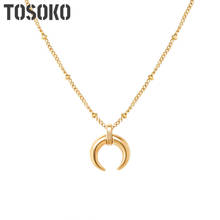 TOSOKO Moon Necklace Clavicle Chain Ladies Fashion Wild Simple Decorative Chain Sideways Stainless Steel Jewelry BSP320 2024 - buy cheap