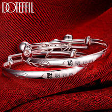 DOTEFFIL 2Pcs Solid 999 Sterling Silver Bells Bangles Bracelet Chinese Translated Smart Lively For Baby Boys Girls Baby Jewelry 2024 - buy cheap