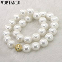 WUBIANLU Huge 14mm White Shell Pearl Necklace Women In Choker Necklaces Womens Costume jewelry Classic Clothing 2024 - buy cheap