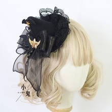 Halloween dark witch hat headband lolita hair accessories Lolita demon bat little top hat hairpin side clip 2024 - buy cheap