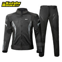 Conjunto de motociclista masculino, jaqueta de motocicleta preta à prova de vento, roupa de motocicleta e calças, equipamento de proteção para motocross 2024 - compre barato