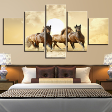 5 шт. лошади, бегущие на солнце, картины, животные, конь, плакат, спальня, на холсте, картины, домашний декор 2024 - купить недорого