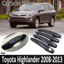 Черное углеродное волокно для Toyota Highlander Kluger XU40 2008 2009 2010 2011 2012 2013 крышка дверной ручки Sricker автомобильные аксессуары 2024 - купить недорого