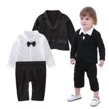 2021 Baby Boys New Suit Infants Clothing Bow tie Sets Baby Boy Clothes Vest Gentleman Suit for Weddings Formal Clothing Suits 2024 - buy cheap