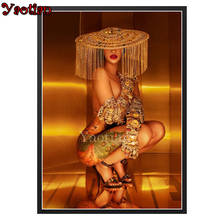Pintura de diamante 5D DIY "mujer", bordado de diamantes de imitación cuadrados o dorados, estilo punto de cruz 2024 - compra barato