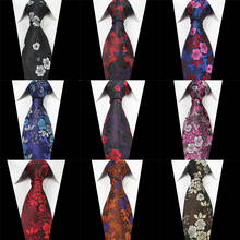 Ricnais gravata floral masculina, gravatas finas de 8cm para homens, vermelho, azul, de seda, conjunto de presente de casamento para homens, gravata de luxo 2024 - compre barato