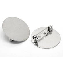 8Seasons Zinc Based Alloy Pin Brooches Findings Round Silver Color Cabochon Settings (Fits 25mm Dia.) 25mm(1") Dia., 20 PCs 2024 - buy cheap