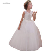 High Quality Flower Girl Dress Ball Gown Embroidery Lace Elegant Little Kids Bride Dress Bow Rhinestone Belt Pretty Party Gowns 2024 - buy cheap