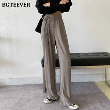 BGTEEVER Vintage Lace-up Straight Pants for Women High Waist Loose Floor-Length Pants Female Casual Trousers 2021 Spring Summer 2024 - buy cheap