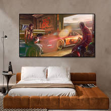 Arte de parede de carro de corrida muscular, pôster de pintura de lona impressa para decoração nórdica de parede sem moldura para sala de estar 2024 - compre barato
