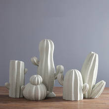Jarrón de cerámica de cactus blanco para decoración del hogar, artesanías en miniatura, estilo nórdico, simple, para dormitorio, regalo creativo de boda 2024 - compra barato