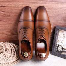 Men's pointed business retro shoes men's fashion casual dress shoes wedding shoes social brown lace up dress shoes 2024 - buy cheap