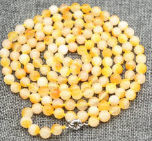 Новая мода натуральный Бразилия желтый нефрит ожерелье ювелирные изделия 50" 2024 - купить недорого