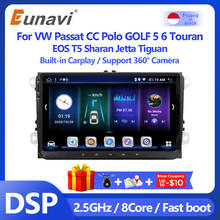 Eunavi-central multimídia automotiva, 2 din, android 10, rádio, gps, compatível com vw passat b6, b7, cc, polo, golf 5, 6, touran, eos, t5, sharan, jetta, tiguan, seat, dsp 2024 - compre barato