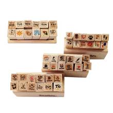 10sets/lot Lovely Happy Life love weekday Diary Pattern Stamp Rubber Wooden Box DIY Writing Scrapbooking Stamp Gift Wholesale 2024 - buy cheap