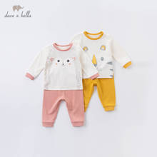DBX14756 dave bella autumn baby unisex fashion cartoon print pajamas newborn baby underwear casual sleepwear 2 pcs suit 2024 - купить недорого