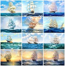 Surfing Ship Diamond Painting for Adults 5D DIY Sunset Landscape Cross Stitch Rhinestone Wall Art Handicraft Gift for Home Decor 2024 - buy cheap
