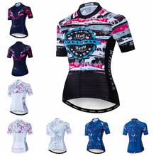 Camiseta de Ciclismo para Mujer, Maillot para bicicleta de montaña, de secado rápido, color azul, Feliz Navidad, Verano 2024 - compra barato