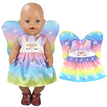 Fantasia de boneca de arco-íris vestido de cavalo com asas 18 polegadas vestido de boneca américa e menina 2024 - compre barato