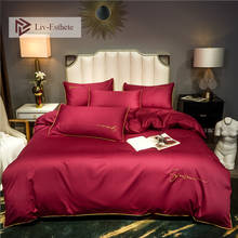 Liv-Esthet Luxury Women Wine Red 100% Cotton Bedding Set High Quality Bed Linen Set Queen King Duvet Cover Pillowcase Flat Sheet 2024 - buy cheap