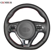 DIY Hand-stitched Black Artificial Leather Car Steering Wheel Cover for Sportage KX5 2016-2019 Kia K5 Optima 2016-2018 2024 - buy cheap