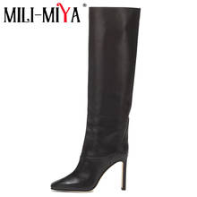 MILI-MIYA Fashion Women Knee High Boots Autumn Winter Square Toe Solid Colors High Heeled Party Wedding Shoes Plus Size 35-48 2024 - buy cheap