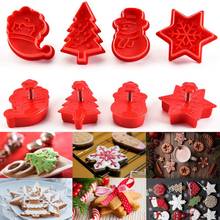 New 4pcs Cookie Stamp Biscuit DIY Mold Christmas 3D Cookie Cake Plunger Cutter Baking Mould Xmas Cookie Cutters Color Random 2024 - buy cheap