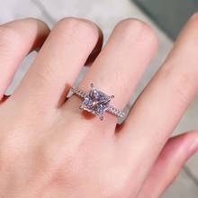 90% OFF Luxury Female Small Lab zircon Ring Real Silver Color Engagement Ring Solitaire Wedding Rings For Women 2024 - buy cheap