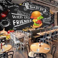 Western-style Fast Food Industrial Decor 3D Mural Wallpaper Burger Fries Fried Chicken Pizza Restaurant Snack Bar Wall Paper 3D 2024 - buy cheap