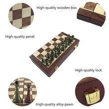 Tablero de ajedrez plegable de madera de alta gama, juego Retro de aleación de Metal, 30x30cm, regalo para amigos, entretenimiento 2024 - compra barato