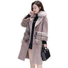 2020 New Fashion Ladies Winter lambswool Jacket Korean Long Thick Warm Faux fur coat Big Fur Collar Loose Women overcoat Tide 2024 - buy cheap