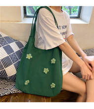 Women Canvas Shoulder Bags Big Vest Bags Flowers Shopping Bag Eco Cloth Handbag Foldable Reusable Beach Bag Green White Yellow 2024 - buy cheap