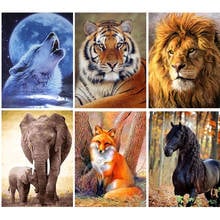 5D DIY Poured Glue Diamond Painting Kits Tiger Lion Wolf Elephant Horse Full Round With AB Drill Handcraft Home Decor Gift Art 2024 - buy cheap