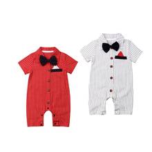Хлопковый деловой костюм для новорожденных мальчиков, комбинезон для малышей вечерние комбинезоны с бантом, комбинезон, одежда для мальчиков 2024 - купить недорого