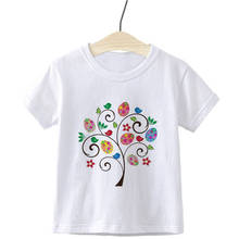 Camisa infantil feminina, camisa com estampa de árvore dos desejos e anjo para meninos e meninas, manga curta 2024 - compre barato