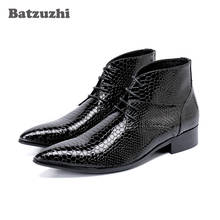 Korean Type Men Boots Fashion Pointed Toe Men Ankle Boots Botas Hombre Lace-up Dress Boots Business, Party, Pluz Size 2024 - buy cheap