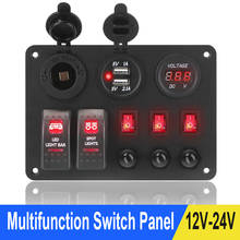 2+3 Gang Rocker Switch Panel Digital Voltmeter Car Marine RV Circuit LED Breaker Dual USB Ports With Overload Protector 2024 - buy cheap