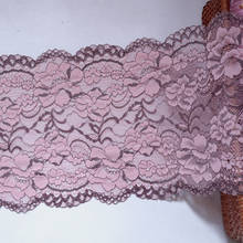 Ribete de encaje elástico bordado Floral, 3 yardas, 23,5 CM de ancho, color rosa, para lencería, materiales de costura, liguero, sujetador, telas elásticas 2024 - compra barato