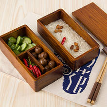 Fiambrera de madera de doble capa, fiambrera Bento de estilo japonés para Picnic, Sushi, contenedor de comida portátil 2024 - compra barato