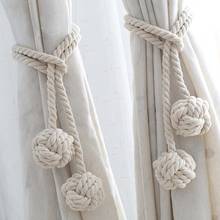 Correas de bola de algodón de macramé para cortina, accesorios de decoración para el hogar, atado a mano 2024 - compra barato