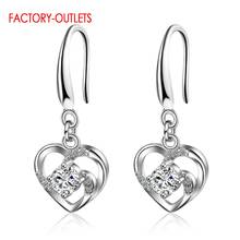 New Arrivals Genuine 925 Sterling Silver Crystal Earring Heart Shape Dangle Earrings For Women Fashion Jewelry For Girl Gift 2024 - buy cheap