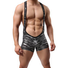 Sexy Men's Leopard Bodysuit Strecth One Piece Sexy Gay Underwear Jockstrap Wrestling Singlets Underwear Strap Jumpsuit 2024 - buy cheap