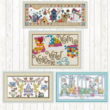 Four Seasons Christmas Cross Stitch Kits Cotton Thread Embroidery Needlework Sets Patterns Kits DIY Needlework Crafts Home Decor 2024 - buy cheap