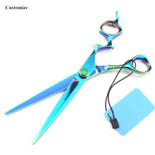 Customize logo japan steel 7 inch green gem Pet dog grooming hair scissors cutting barber makas dog shears hairdressing scissors 2024 - buy cheap