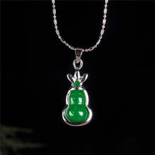 Colgante de calabaza de Jade verde Natural para hombre y mujer, collar de plata 925, amuleto chino, accesorios de joyería, amuleto, regalos de la suerte 2024 - compra barato