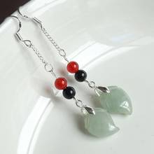 925 Silver Natural Emerald peach Bead Jade Circular Beads Earrings Original DIY By Hand Accessories Women Stone Jewelry 2024 - buy cheap
