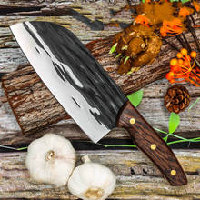 Cuchillo de cocina forjado hecho a mano de 7 pulgadas, utensilio de carnicero para picar carne, cuchillo de Chef chino de acero inoxidable 5CR15 2024 - compra barato