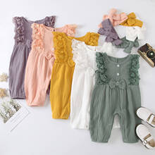 4# Printing Jumpsuit Newborn Infant Baby Girl Cotton Linen Romper Lace Bow One Piece Jumpsuit Clothes Baby Girl Summer Clothes 2024 - buy cheap