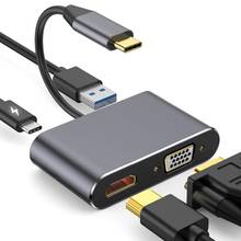 USBC Тип C концентратор Тип C до 4K VGA USB 3,0 аудио-видео конвертер зарядный хаб для MacBook/Pro Мощность адаптер USBC Тип-c концентратор USB 2024 - купить недорого