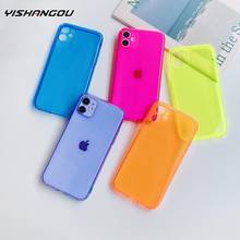 Neon Fluorescent Solid Color Phone Case For iPhone 12 Pro SE 2020 11 Pro Max XR X XS Max 7 8Plus Case Soft IMD Clear Phone Cover 2024 - buy cheap